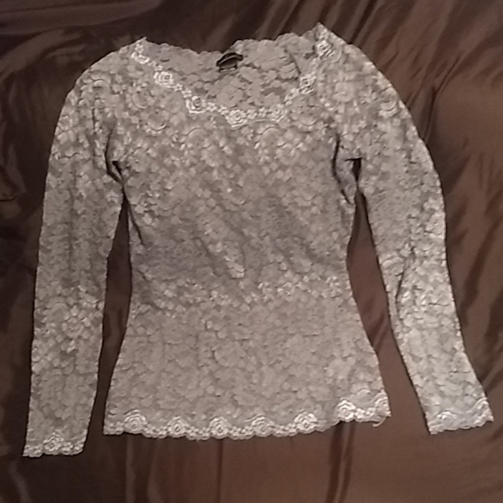 Moda International Lace Top Small Grey